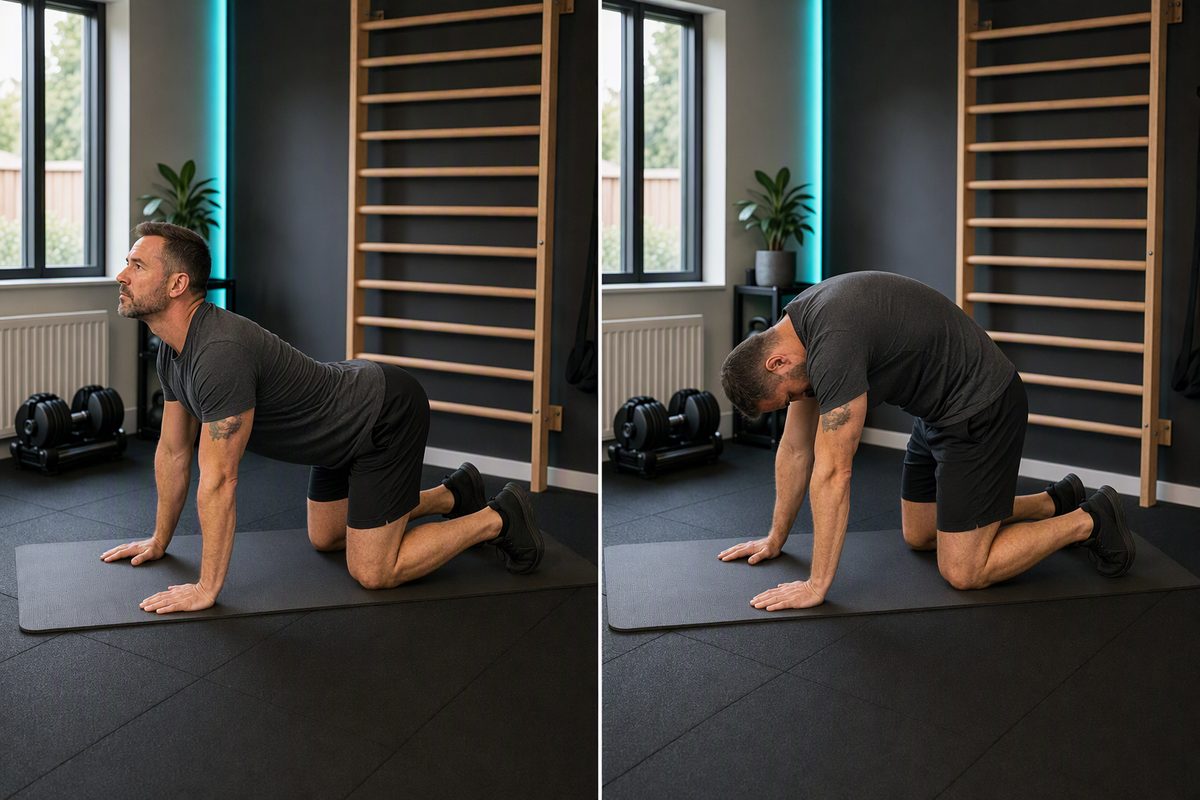 Cat-cow: start position on the left, finish position on the right