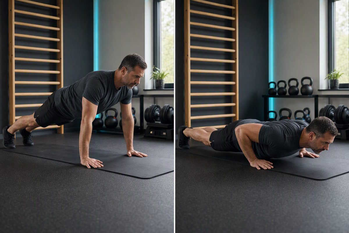 Push-up: start position on the left, finish position on the right