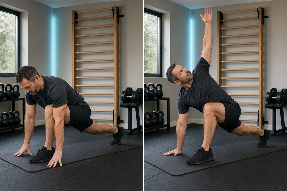 World's greatest stretch: start position on the left, finish position on the right